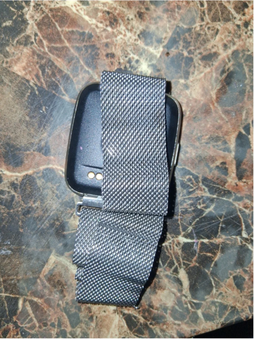 Not Working Smart Watch 40mm Black Metal Case Gray Stainless Steel Mesh Band